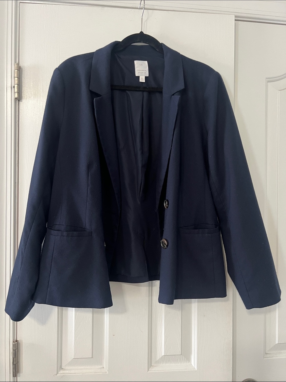 LC Lauren Conrad Navy Two-Button Notch Lapel Blazer